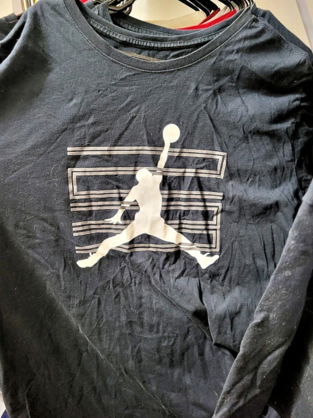 Jordan Long Sleeve Graphic Tee Black & White Size XXL